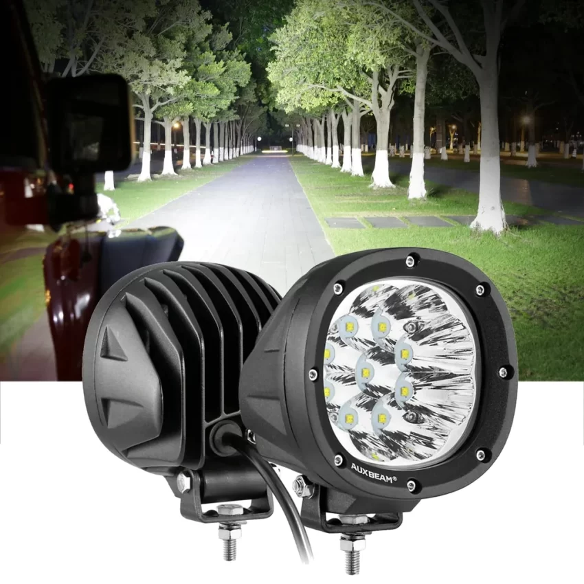Auxbeam 4 Inch 90W Round Spot White/Amber LED POD Light - Clear Lens | Auxbeam | Auxbeam Pod Lights