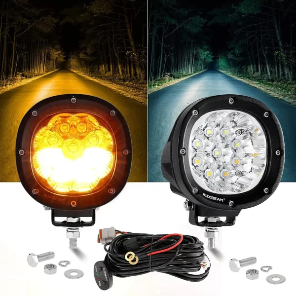 Auxbeam 4 inch 92W 8960 LM Side Shooter LED Pod Lights With Amber DRL | Auxbeam | Auxbeam Pod Lights