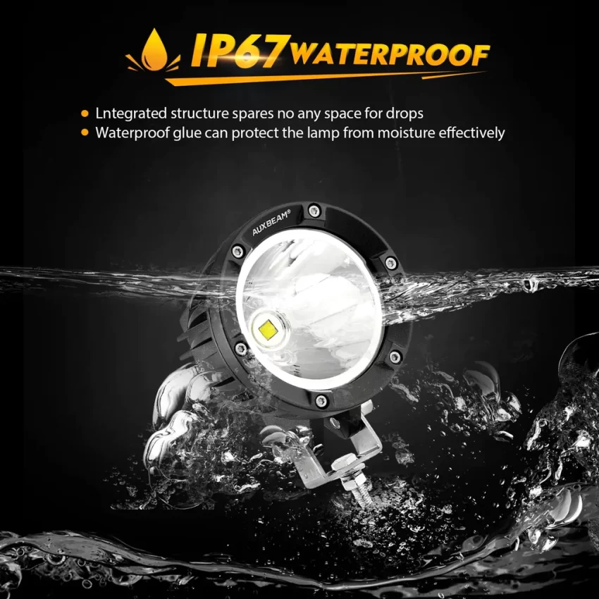 Auxbeam 4 Inch 72W Round Spot White/Amber LED POD Light - Clear Lens | Auxbeam | Auxbeam Pod Lights - Image 9