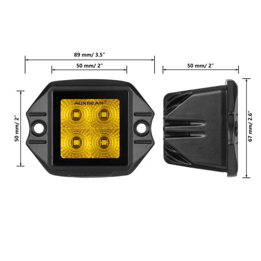 Auxbeam 3.5 Inch 40W Flush Mount LED Pod Light White & Amber Flood Off Road Lights | Auxbeam | Auxbeam Pod Lights - Image 10