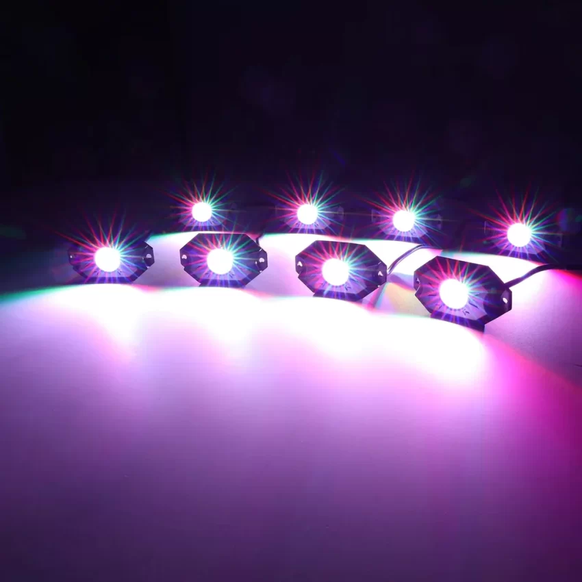 Auxbeam RGB LED Rock Light Set With Bluetooth Controller - 4 Piece Set | Auxbeam | Auxbeam LED Fancy Lights - Image 12