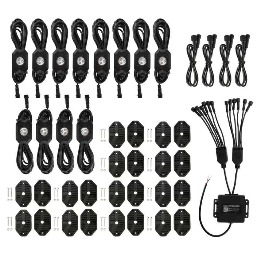 Auxbeam RGB LED Rock Light Set With Bluetooth Controller - 4 Piece Set | Auxbeam | Auxbeam LED Fancy Lights - Image 13