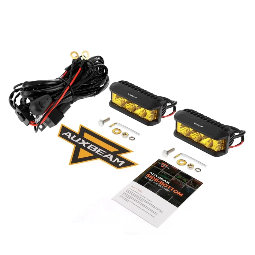 Auxbeam 5 Inch LED Light Bar Square Side Shooter LED Pod Lights with Wiring Harness - Clear Lens | Auxbeam | Auxbeam Pod Lights - Image 13