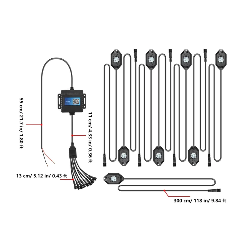 Auxbeam RGB LED Rock Light Set With Bluetooth Controller - 4 Piece Set | Auxbeam | Auxbeam LED Fancy Lights - Image 14