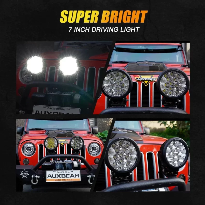 Auxbeam 7Inch 160W Round Combo Beam Off-Road LED Driving Light | Auxbeam LED Driving Lights | Auxbeam - Image 2