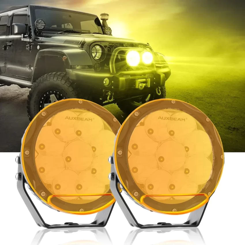 Auxbeam 7 Inch 90W Round Spot Beam Offroad LED Driving Lights W/SAE Compliant | Auxbeam LED Driving Lights | Auxbeam - Image 2