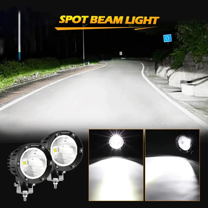 Auxbeam 4 Inch 72W Round Spot White/Amber LED POD Light - Clear Lens | Auxbeam | Auxbeam Pod Lights - Image 2