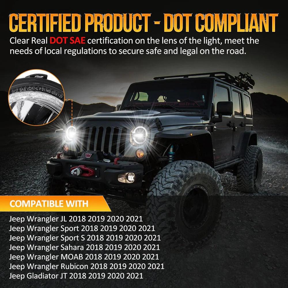 Auxbeam 9 Inch 120W 9000 Lumens LED Headlights With Halo Ring DRL | Auxbeam | Auxbeam LED Headlights Assemblies - Image 3