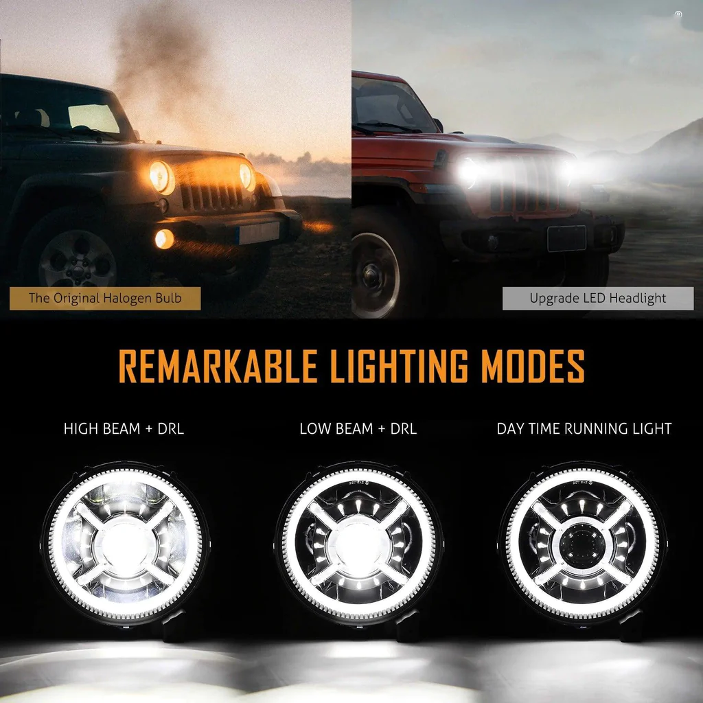 Auxbeam 9 Inch RGB Headlights Replacement Bluetooth Control W/DRL | Auxbeam | Auxbeam LED Headlights Assemblies - Image 3