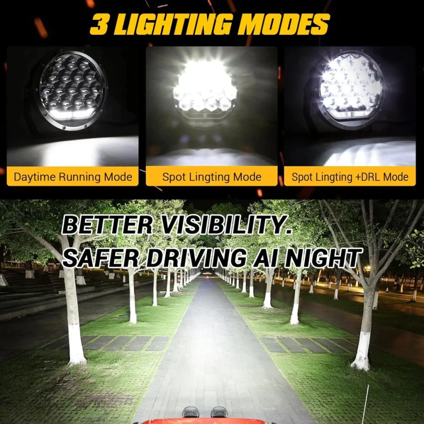 Auxbeam 7 Inch 178W Round Off Road Light Spot Beam LED Driving Lights | Auxbeam LED Driving Lights | Auxbeam - Image 4