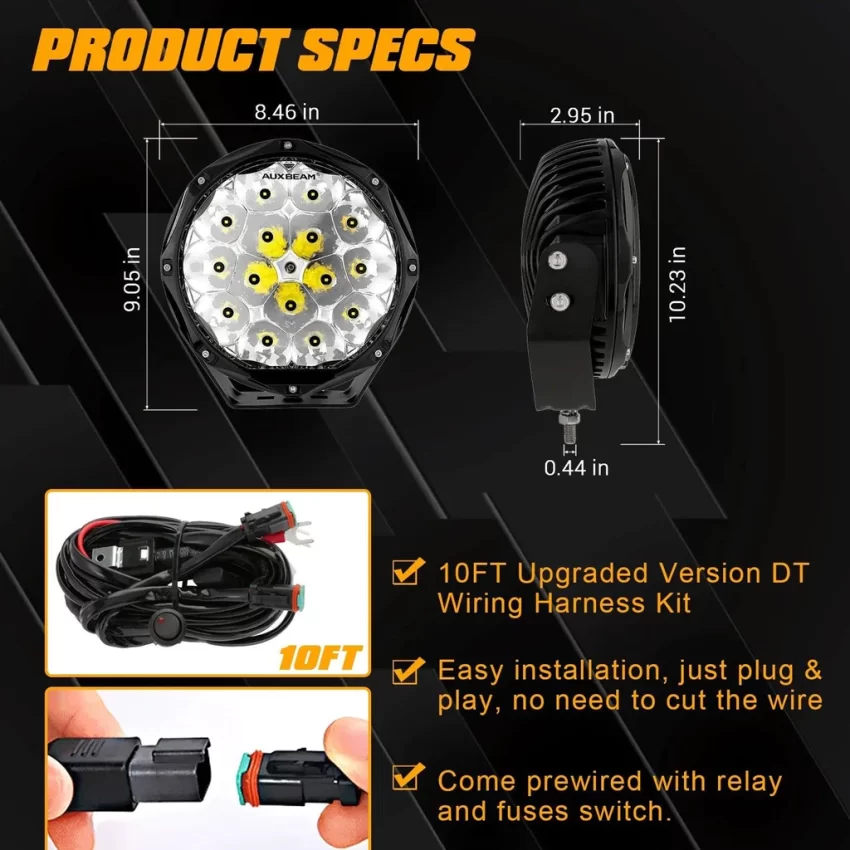 Auxbeam 8.5 Inch 150W Off Road Lights LED Driving Lights | Auxbeam LED Driving Lights | Auxbeam - Image 4