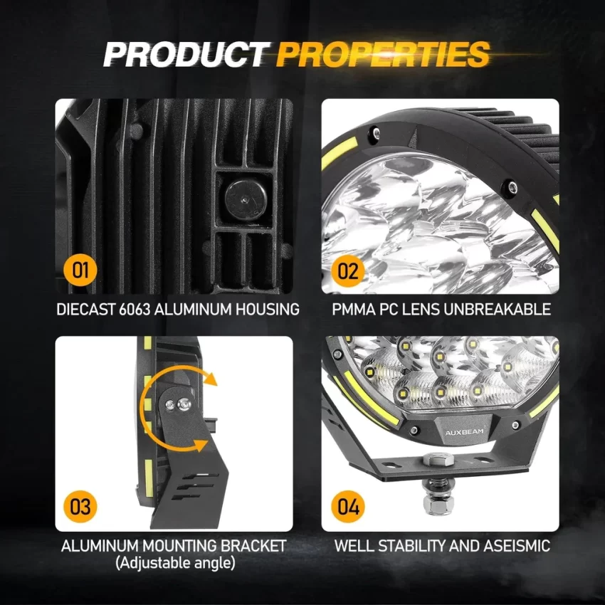 Auxbeam 9 Inch 270W 360-PRO Series LED Driving Lights | Auxbeam LED Driving Lights | Auxbeam - Image 4