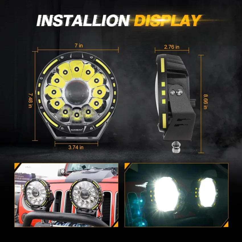 Auxbeam 7 Inch 230W 360-PRO Lens LED Driving Lights | Auxbeam LED Driving Lights | Auxbeam - Image 4