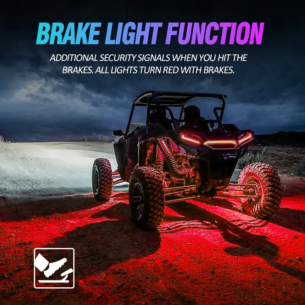 Auxbeam RGBW LED Rock Lights Kit With Bluetooth App & Wireless Remote Control, Multicolor Neon Underglow Lights | Auxbeam | Auxbeam LED Fancy Lights - Image 4