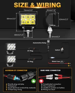 Auxbeam 3 Inch 60W 7200LM Combo Beam LED Driving Lights OFF Road Lights | Auxbeam | Auxbeam Pod Lights - Image 5