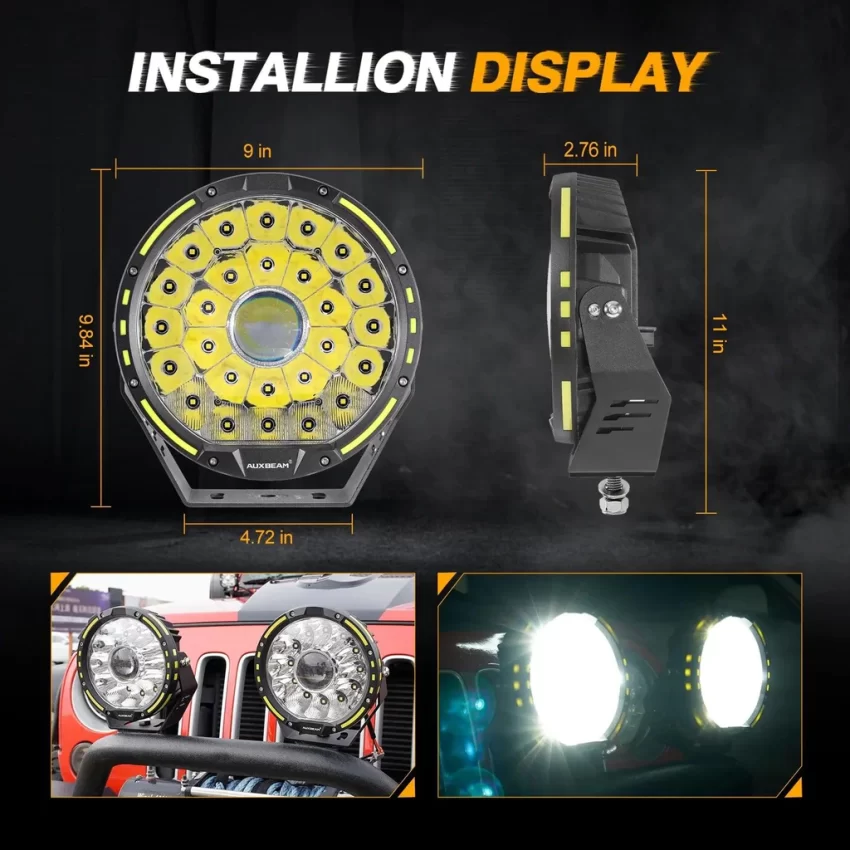 Auxbeam 9 Inch 270W 360-PRO Series LED Driving Lights | Auxbeam LED Driving Lights | Auxbeam - Image 5
