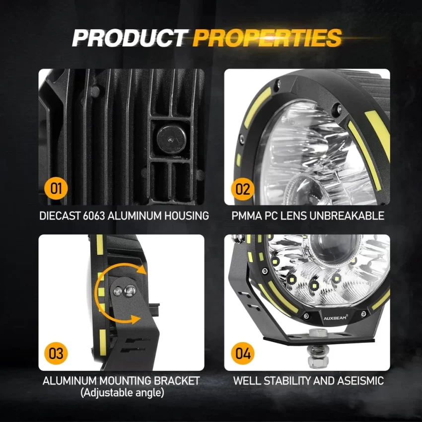 Auxbeam 7 Inch 230W 360-PRO Lens LED Driving Lights | Auxbeam LED Driving Lights | Auxbeam - Image 5