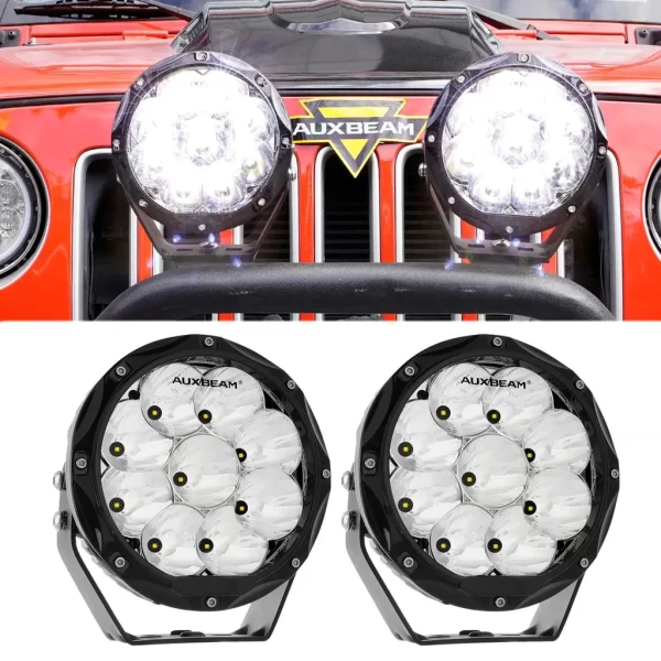 Auxbeam 7 Inch 90W Round Spot Beam Offroad LED Driving Lights W/SAE Compliant | Auxbeam LED Driving Lights | Auxbeam