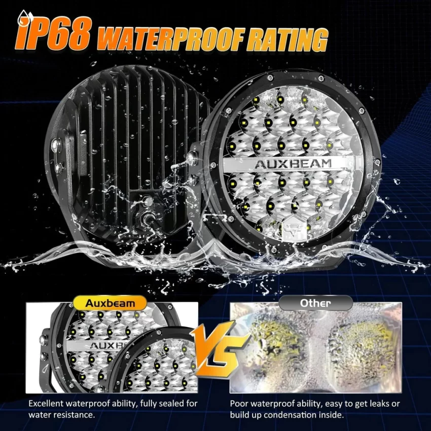 Auxbeam 7 Inch 240W 24000Lumens Black LED Driving Lights | Auxbeam LED Driving Lights | Auxbeam - Image 8