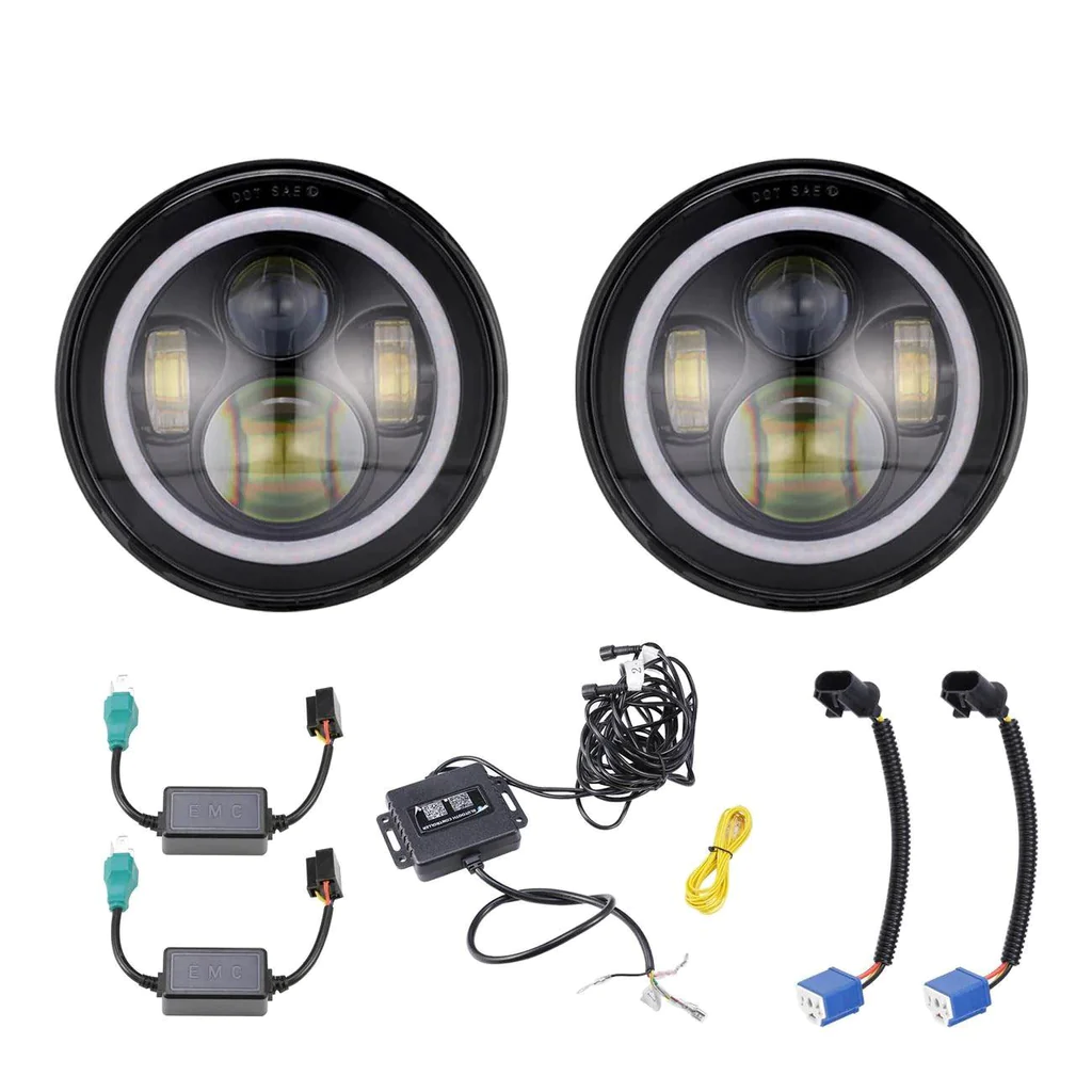 Auxbeam 7 Inch 90W Round 4200 Lumens LED Headlight with RGB Halo Ring | Auxbeam | Auxbeam LED Headlights Assemblies - Image 8