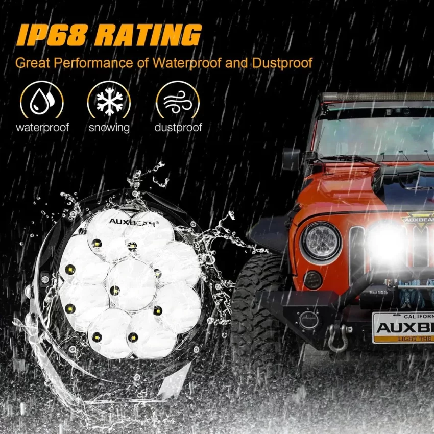 Auxbeam 7 Inch 90W Round Spot Beam Offroad LED Driving Lights W/SAE Compliant | Auxbeam LED Driving Lights | Auxbeam - Image 8