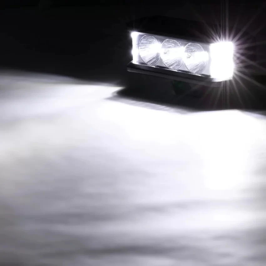 Auxbeam 5 Inch LED Light Bar Square Side Shooter LED Pod Lights with Wiring Harness - Clear Lens | Auxbeam | Auxbeam Pod Lights - Image 8
