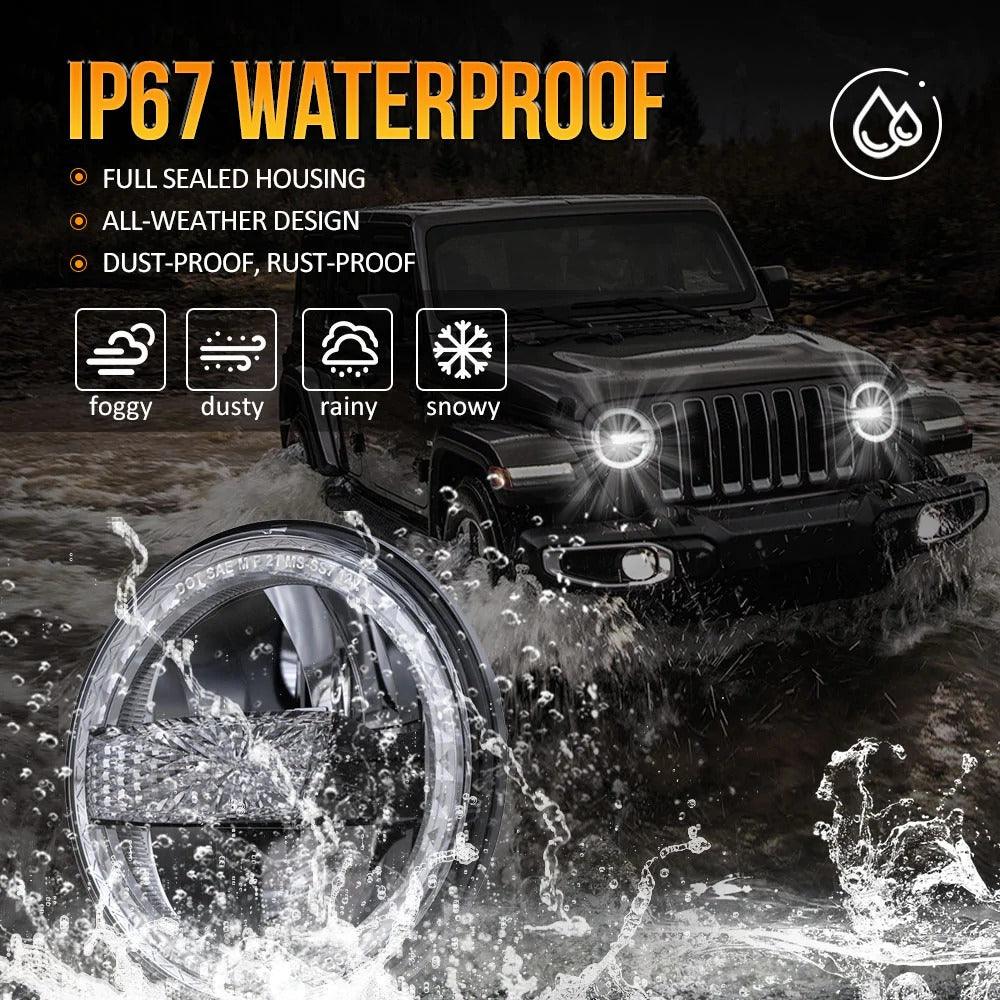 Auxbeam 7 Inch 90W 7000Lumens LED Headlights with Halo Ring DRL | Auxbeam | Auxbeam LED Headlights Assemblies - Image 8