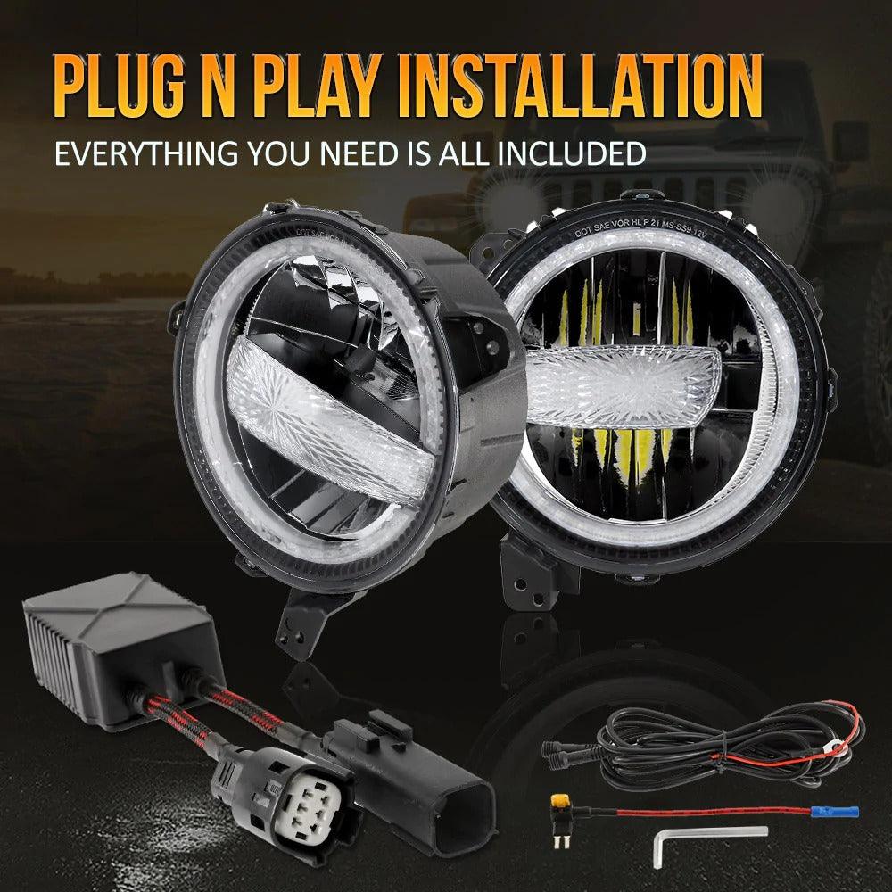 Auxbeam 9 Inch 120W 9000 Lumens LED Headlights With Halo Ring DRL | Auxbeam | Auxbeam LED Headlights Assemblies - Image 9