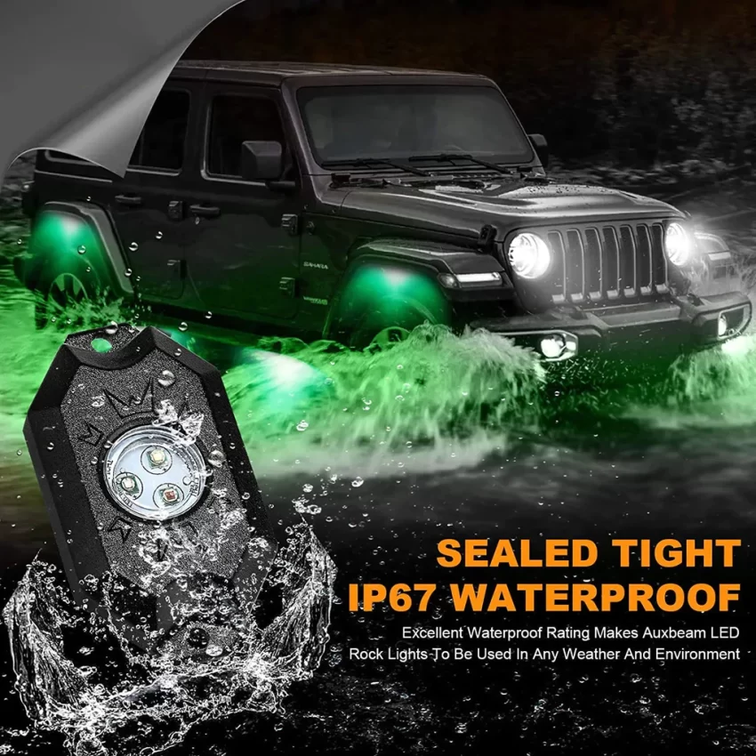 Auxbeam RGB LED Rock Light Set With Bluetooth Controller - 4 Piece Set | Auxbeam | Auxbeam LED Fancy Lights - Image 9