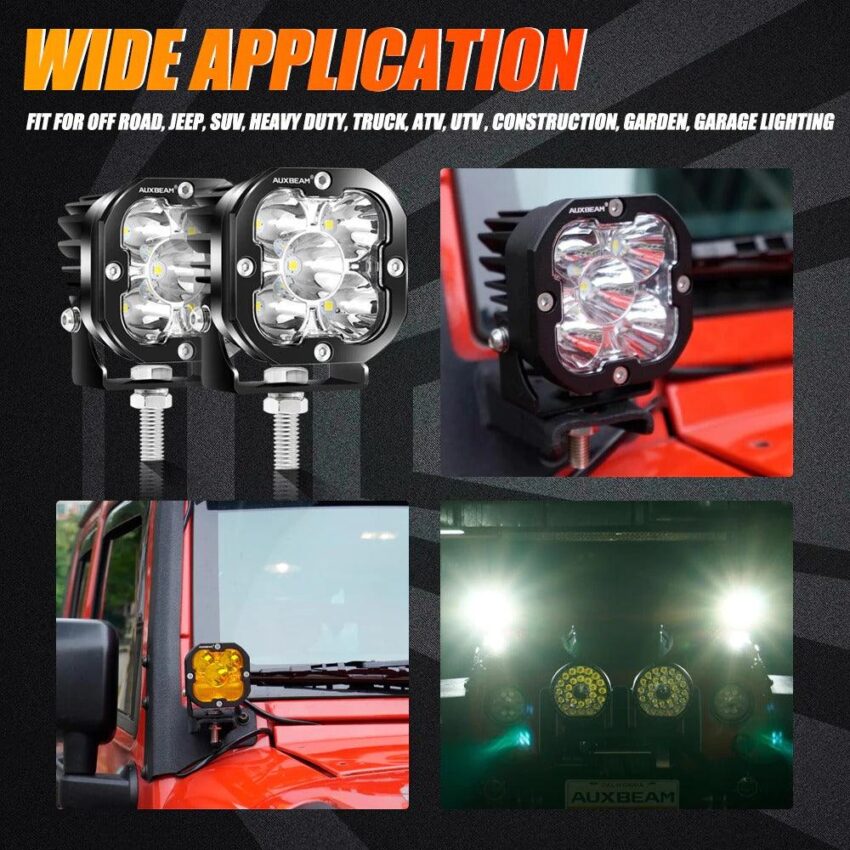 Auxbeam 3 Inch 80W 9600 Lumens LED pod Lights | Auxbeam | Auxbeam Auxiliary Lights - Image 10