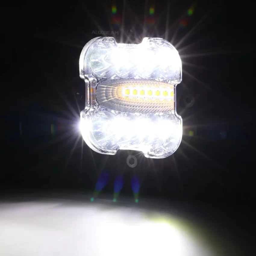 Auxbeam 3 Inch 96W 9600 Lumens 6 Modes White&Amber Flashing LED Pod Lights | Auxbeam | Auxbeam Auxiliary Lights - Image 10
