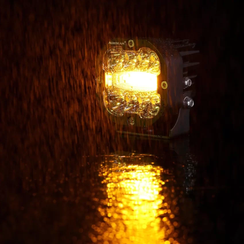Auxbeam 3 Inch 96W 9600 Lumens 6 Modes White&Amber Flashing LED Pod Lights | Auxbeam | Auxbeam Auxiliary Lights - Image 11