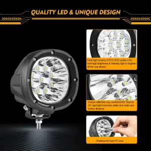 Auxbeam 4 Inch 90W Round Spot White/Amber LED POD Light - Clear Lens | Auxbeam | Auxbeam Auxiliary Lights - Image 10