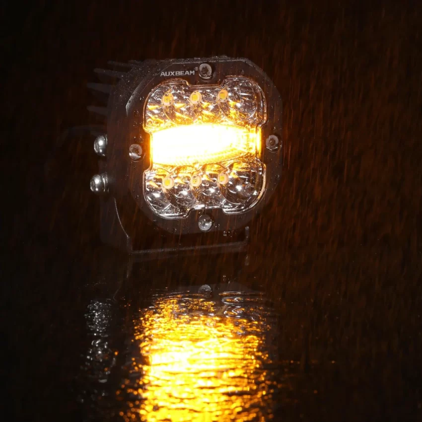 Auxbeam 3 Inch 96W 9600 Lumens 6 Modes White&Amber Flashing LED Pod Lights | Auxbeam | Auxbeam Auxiliary Lights - Image 12