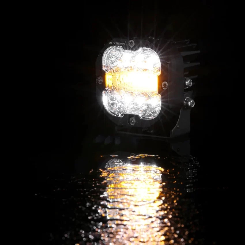 Auxbeam 3 Inch 96W 9600 Lumens 6 Modes White&Amber Flashing LED Pod Lights | Auxbeam | Auxbeam Auxiliary Lights - Image 13