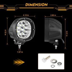 Auxbeam 4 Inch 90W Round Spot White/Amber LED POD Light - Clear Lens | Auxbeam | Auxbeam Auxiliary Lights - Image 12
