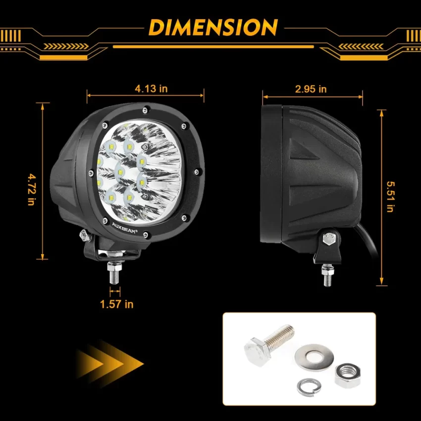 Auxbeam 4 Inch 90W Round Spot White/Amber LED POD Light - Clear Lens | Auxbeam | Auxbeam Auxiliary Lights - Image 12