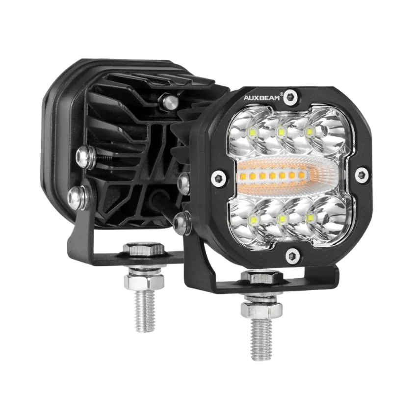 Auxbeam 3 Inch 96W 9600 Lumens 6 Modes White&Amber Flashing LED Pod Lights | Auxbeam | Auxbeam Auxiliary Lights - Image 17