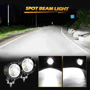 Auxbeam 4 Inch 72W Round Spot White/Amber LED POD Light - Clear Lens | Auxbeam | Auxbeam Auxiliary Lights - Image 2
