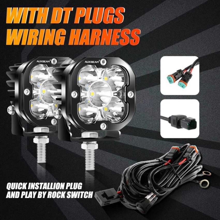 Auxbeam 3 Inch 80W 9600 Lumens LED pod Lights | Auxbeam | Auxbeam Auxiliary Lights - Image 4