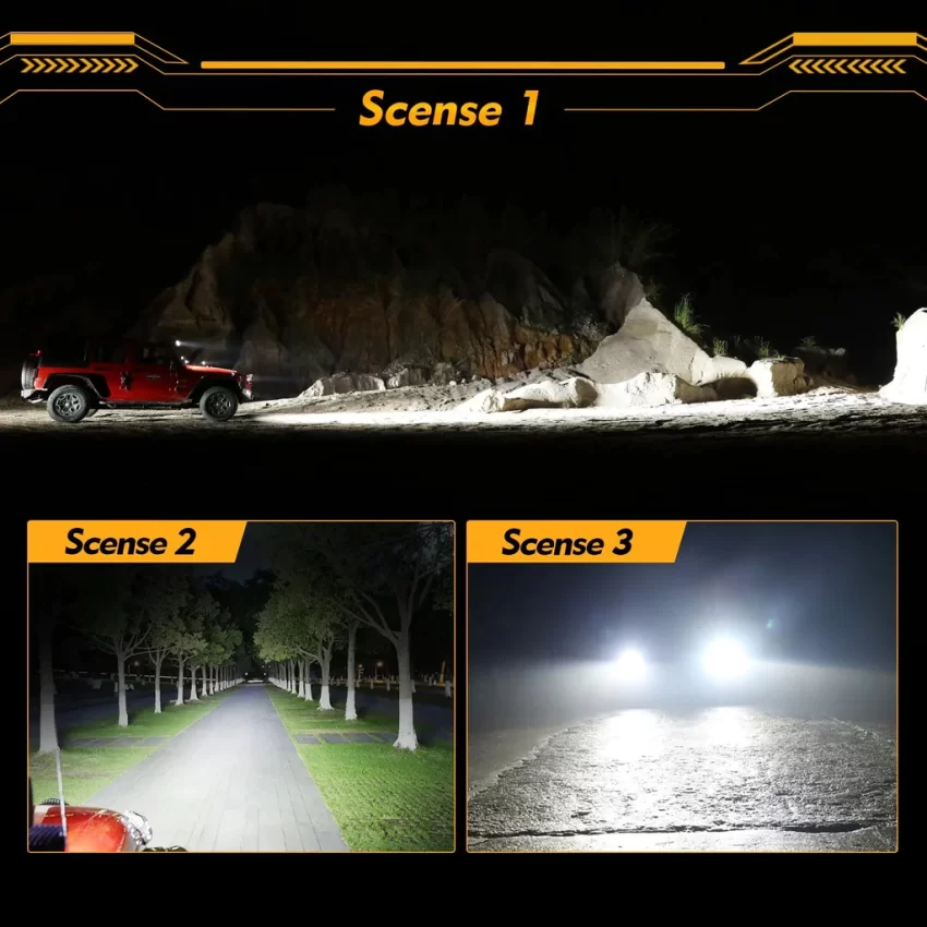 Auxbeam 4 Inch 90W Round Spot White/Amber LED POD Light - Clear Lens | Auxbeam | Auxbeam Auxiliary Lights - Image 3