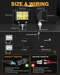 Auxbeam 3 Inch 60W 7200LM Combo Beam LED Driving Lights OFF Road Lights | Auxbeam | Auxbeam Auxiliary Lights - Image 5
