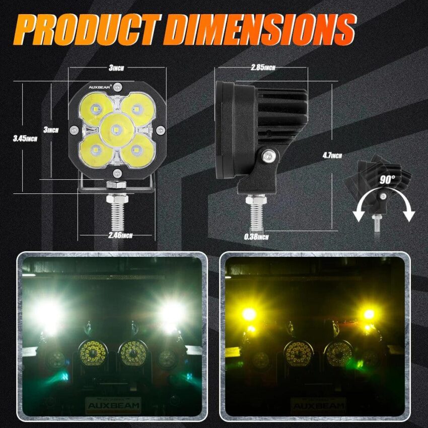 Auxbeam 3 Inch 80W 9600 Lumens LED pod Lights | Auxbeam | Auxbeam Auxiliary Lights - Image 5