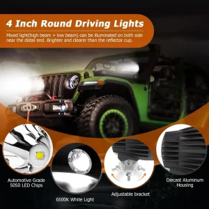 Auxbeam 4 Inch 110W Round OFF Road LED Pod Lights Combo Beam With Wiring Harness | Auxbeam | Auxbeam Auxiliary Lights - Image 5