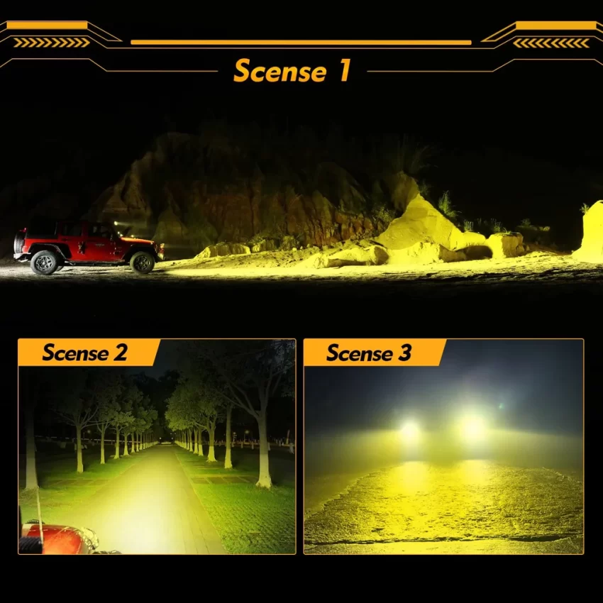 Auxbeam 4 Inch 90W Round Spot White/Amber LED POD Light - Clear Lens | Auxbeam | Auxbeam Auxiliary Lights - Image 5