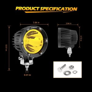 Auxbeam 4 Inch 72W Round Spot White/Amber LED POD Light - Clear Lens | Auxbeam | Auxbeam Auxiliary Lights - Image 6