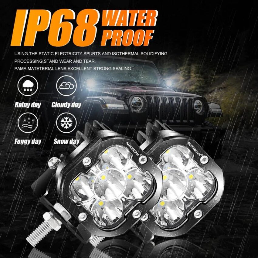 Auxbeam 3 Inch 80W 9600 Lumens LED pod Lights | Auxbeam | Auxbeam Auxiliary Lights - Image 8