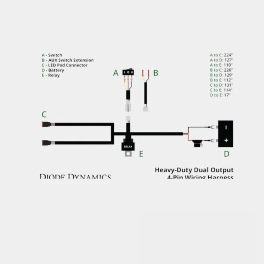 Diode Dynamics Heavy Duty Dual Output 4-pin Wiring Harness - Diode Dynamics | Diode Dynamics | Diode Dynamics Auxiliary Lights - Image 4