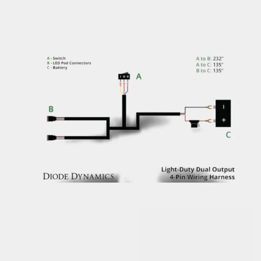 Diode Dynamics Light Duty Dual Output 4-pin Wiring Harness - Diode Dynamics | Diode Dynamics | Diode Dynamics Auxiliary Lights - Image 4