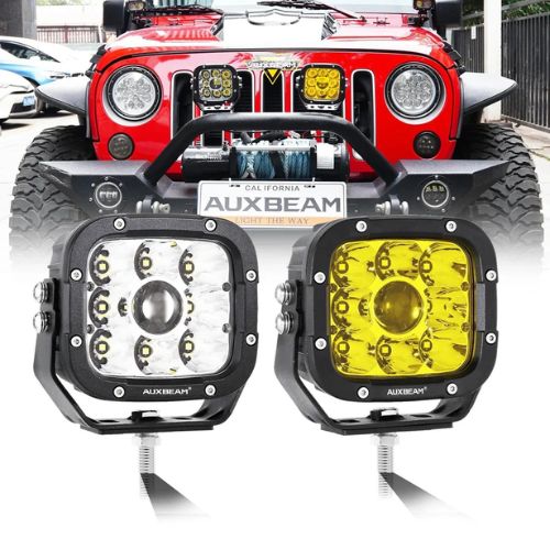 Auxbeam 5 Inch 110W White&Amber LED Pod Lights With Additional Amber Covers | Auxbeam | Auxbeam Pod Lights